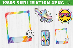 Retro 1980s Christmas clipart Bundle | Neon Vaporwave PNG Product Image 4