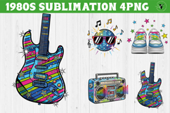 Retro 1980s Christmas clipart Bundle | Neon Vaporwave PNG Product Image 5