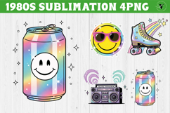 Retro 1980s Christmas clipart Bundle | Neon Vaporwave PNG Product Image 7