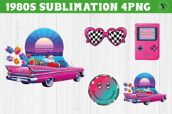 Retro 1980s Christmas clipart Bundle | Neon Vaporwave PNG Product Image 8