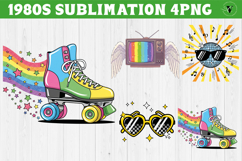 Retro 1980s Christmas clipart Bundle | Neon Vaporwave PNG Product Image 9