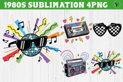 Retro 1980s Christmas clipart Bundle | Neon Vaporwave PNG Product Image 10