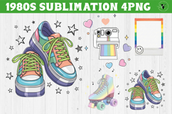Retro 1980s Christmas clipart Bundle | Neon Vaporwave PNG Product Image 11
