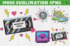 Retro 1980s Christmas clipart Bundle | Neon Vaporwave PNG Product Image 13