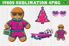 Retro 1980s Christmas clipart Bundle | Neon Vaporwave PNG Product Image 14