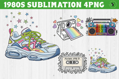 Retro 1980s Christmas clipart Bundle | Neon Vaporwave PNG Product Image 17