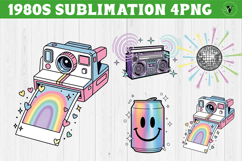 Retro 1980s Christmas clipart Bundle | Neon Vaporwave PNG Product Image 19