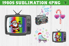 Retro 1980s Christmas clipart Bundle | Neon Vaporwave PNG Product Image 20