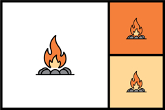 Campfire Icon with Stones for Outdoor Camping and Adventure Product Image 1