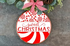 Christmas round sign SVG Sweet Christmas witn Candy Cane Product Image 5