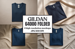 Gildan 64000 Folded Tshirt Mockup , Folded Tee Flat Lay Product Image 1