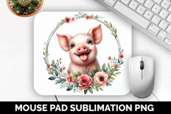Pig Mouse Pad, Cute Animal Mouse Pad PNG, Animal Lover Gift Product Image 1