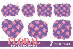 Retro Flowers Background Png Floral Paper Sublimation Bundle Product Image 1