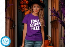 Purple women Tshirt Mockup, Halloween tshirt mockup Product Image 1