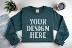 Heather Sport Gildan 18000 Folded Flat Lay Mockups Product Image 1