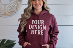 Maroon Gildan 18500 Hoodie Mockup, G18000 Hoodie Model mock Product Image 1