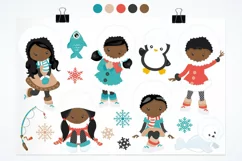 African American Winter Inuit Girls graphics - vectors Product Image 2