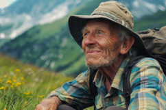 Old Hiking Man Background Wallpaper Product Image 1