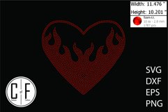 Heart on Fire Rhinestone Template Product Image 1