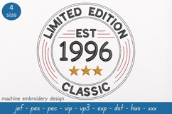 Born in 1996 Embroidery Design - Limited Edition Pattern Product Image 1