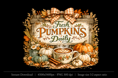 Fresh Pumpkins Daily Fall PNG Sublimation Design Product Image 1