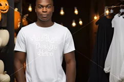 Halloween T Shirt Mockup Male, White T-Shirt Mockup, d19 Product Image 2