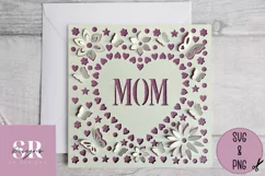 3D Floral Mom heart| Paper cutting | Mother’s Day card SVG. Product Image 5