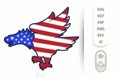 Bald Eagle Silhouette and USA Flag - 4th of July SVG File Product Image 1