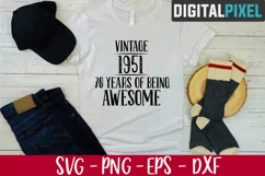 Vintage 1951 Svg, 70 Years of Being Awesome, 70st Birthday Product Image 2