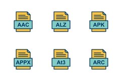 Set Of File Formats Icons Product Image 1