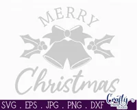 Merry Christmas Bells And Holly Farmhouse Sign Svg Product Image 2