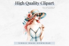 Red Haired Woman In Sundress Summer Clipart Product Image 1