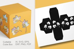 Cuttable Cube Treat Box with Leaves Shape Holes SVG Product Image 2