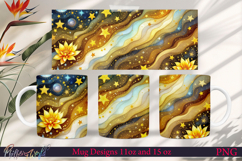 Flowers Mug Wrap | Floral Yellow Design Product Image 1