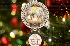Nativity Christmas frame svg for acrylic ornaments Laser cut Product Image 3