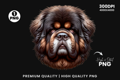 Tibetan Mastiff Dog Face Aggressive Clipart Sublimation PNG Product Image 2