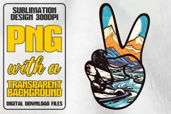 Peace Sign Hand Clipart PNG, Summer Sublimation PNG, Travel Product Image 1