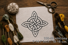 Cross stitch Celtic knot 4 point black ornament Nordic embro Product Image 1
