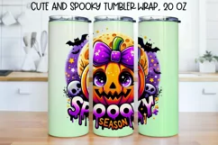 Cute and Spooky Halloween Tumbler wrap PNG, 20 oz. Product Image 1