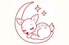 Sleepy Deer Moon Embroidery Design Product Image 2