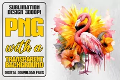 Flamingo Watercolor Sublimation PNG, Tropical Bird Clipart Product Image 1