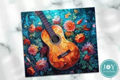 BEAUTIFUL GUITAR AND FLOWERS TUMBLER WRAP SUBLIMATION DESIGN Product Image 2