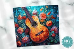 BEAUTIFUL GUITAR AND FLOWERS TUMBLER WRAP SUBLIMATION DESIGN Product Image 3