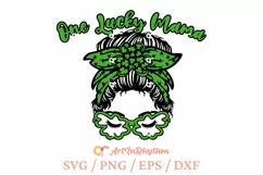 One Lucky Mama Svg, St. Patrick's Day Svg, Messy Bun Mom Svg Product Image 2