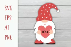 Gnome Valentine SVG with the heart in his hands. Love SVG. Product Image 1