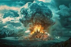 Apocalyptic explosion over fantasy cityscape Product Image 1