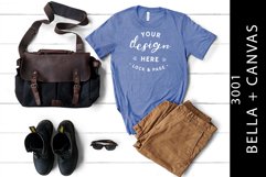Men&#039;s Heather Columbia Blue Bella Canvas 3001 T-Shirt Mockup Product Image 1