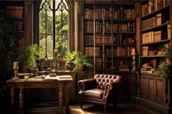 Vintage home office with classic leather armchair Product Image 1