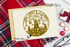 Snowman bauble / ornament papercut design. SVG / DXF / PNG Product Image 3