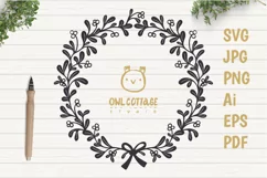 Floral X-mas Wreath SVG, Christmas Decor Cut File Product Image 1